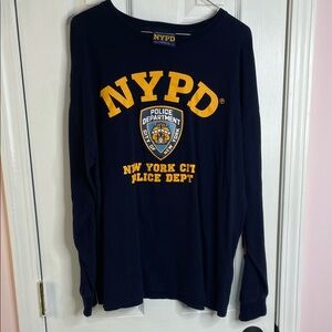 NYPD Navy Long Sleeve Graphic Tee with Gold Logo